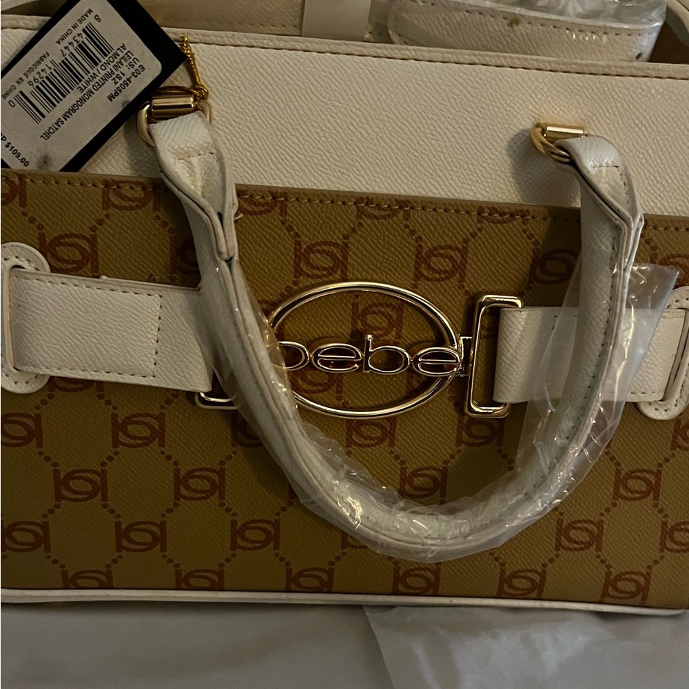 Bebe Tan and Cream Satchel Bag